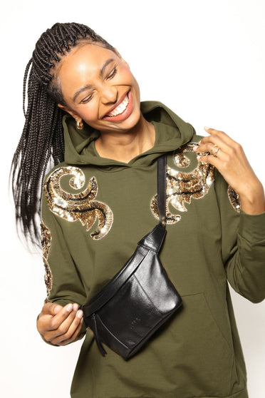 Blusa Capuz Bordada Arabesco - Verde Militar Blusa Joulik
