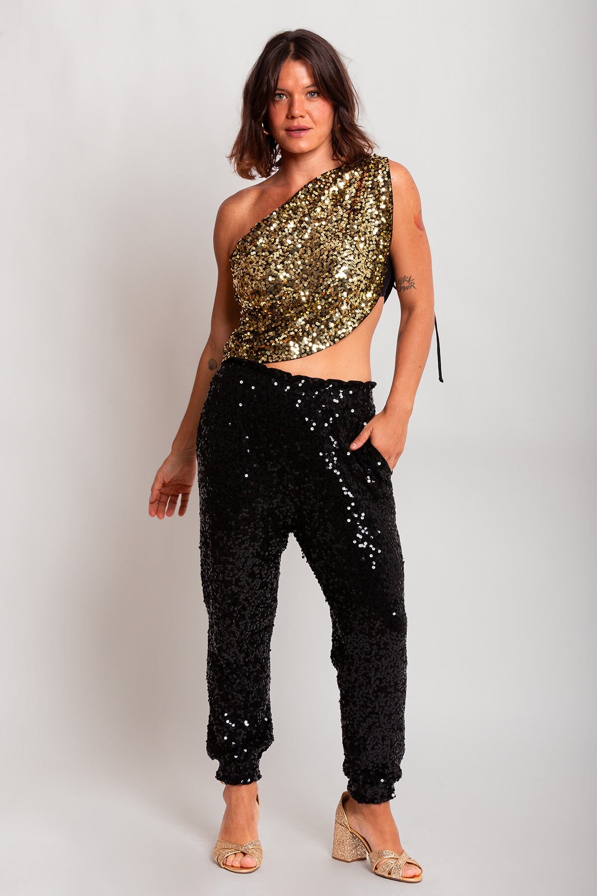 Calça Jogger Bordada Luna - Preto Calça Joulik