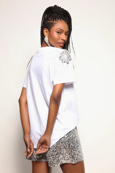 T-shirt Bordada Fiore - Branco T-Shirt Joulik