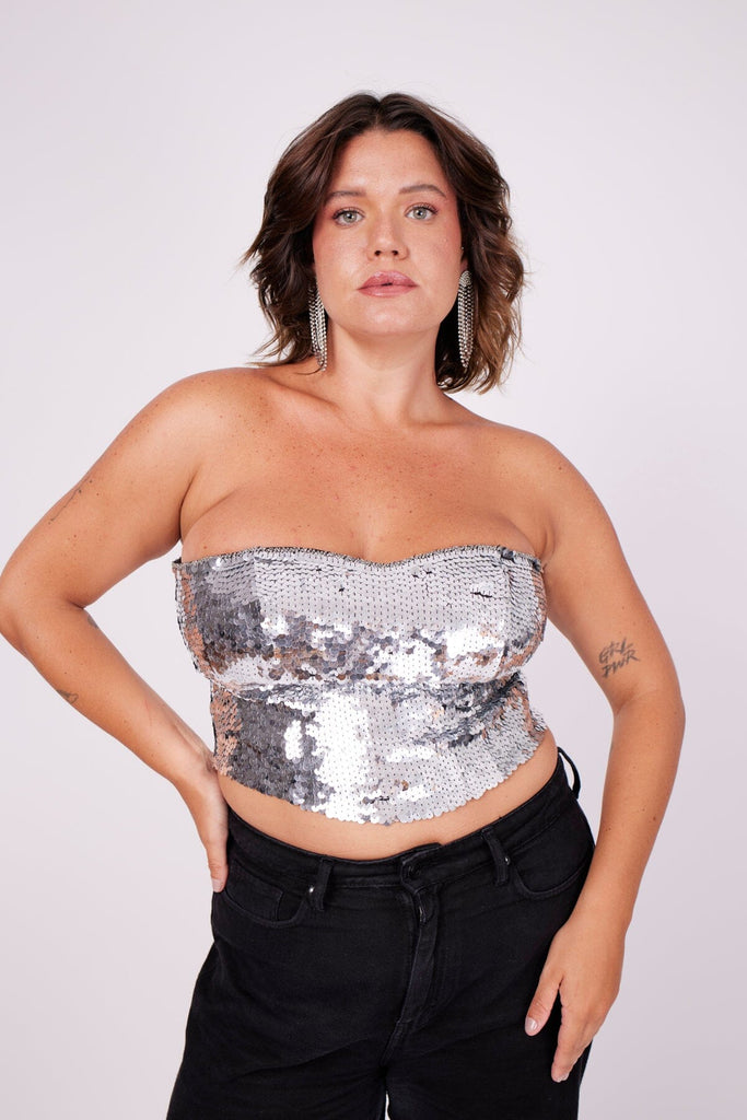 Top Corset Bordado Sole Prata