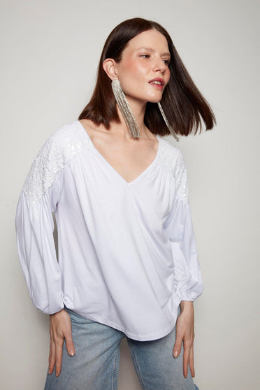 Bata Bordada Timu - Branco Blusa Joulik 