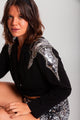 Blazer Curto Bordado Isle - Preto Blazer Joulik 