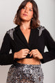 Blazer Curto Bordado Isle - Preto Blazer Joulik 