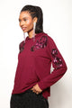 Blusa Capuz Bordada Arabesco - Vinho Blusa Joulik 