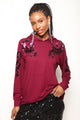 Blusa Capuz Bordada Arabesco - Vinho Blusa Joulik 