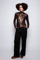 Blusa Gola Alta Bordada Luna Marrom Blusa Joulik 