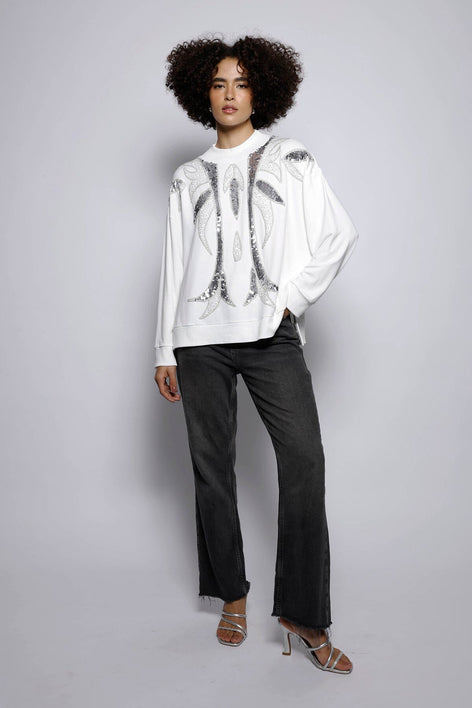 Blusa Manga Longa Bordada Lily Off White Blusa Joulik 