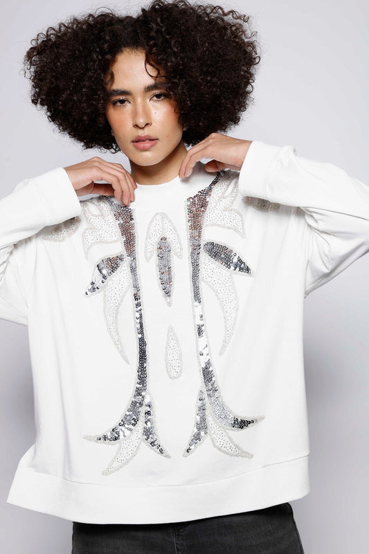 Blusa Manga Longa Bordada Lily Off White Blusa Joulik 