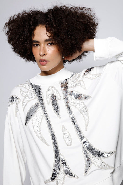 Blusa Manga Longa Bordada Lily Off White Blusa Joulik 