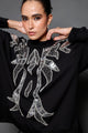 Blusa Manga Longa Bordada Lily Preto Blusa Joulik 
