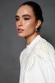 Blusa Manga Longa Bordada Tie Off White Blusa Joulik 