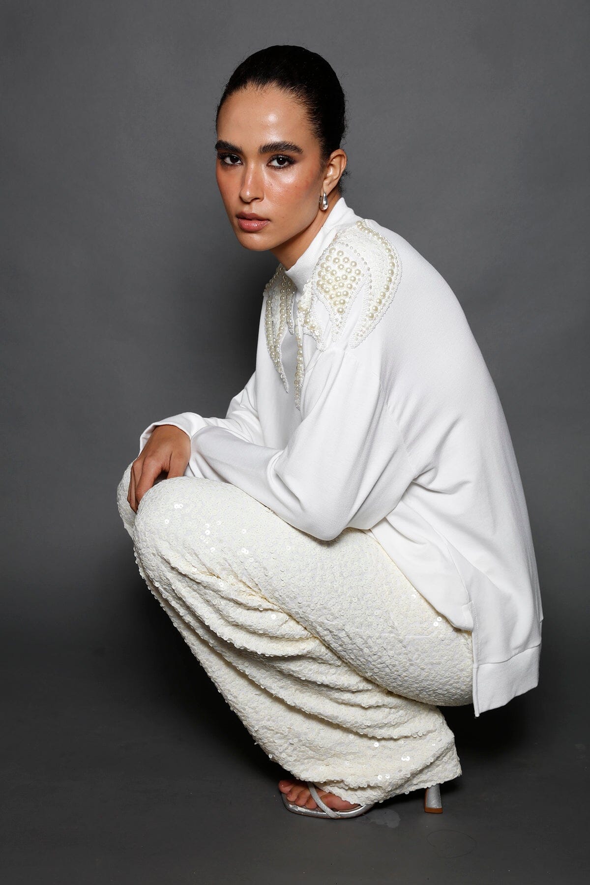 Blusa Manga Longa Bordada Tie Off White Blusa Joulik 