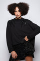 Blusa Manga Longa Bordada Tie Preto Blusa Joulik 
