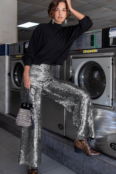 Calça Pantalona Bordada Sole - Grafite Calça Joulik 