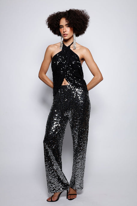 Calça Reta Bordada Luna Grafite Calça Joulik 