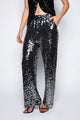 Calça Reta Bordada Luna Grafite Calça Joulik 