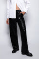 Calça Reta Bordada Luna Preto Calça Joulik 