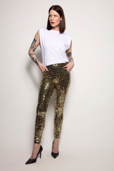 Calça Skinny Bordada Luna Dourada Calça Joulik 