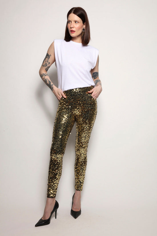 Calça Skinny Bordada Luna Dourada Calça Joulik 