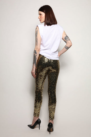 Calça Skinny Bordada Luna - Dourado Calça Joulik 