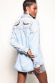 Camisa Jeans Bordada Arabesco - Azul Claro Camisa Joulik 