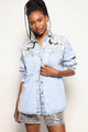 Camisa Jeans Bordada Arabesco - Azul Claro Camisa Joulik 