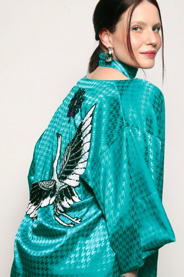 Kimono Bordado Grou - Verde Kimono Joulik 