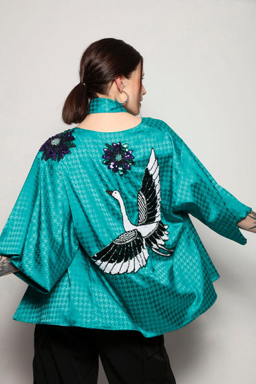 Kimono Bordado Grou - Verde Kimono Joulik 