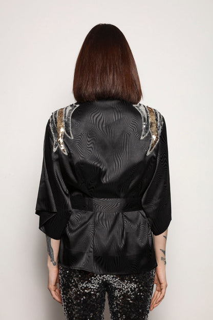 Kimono Bordado Isle - Preto Kimono Joulik 