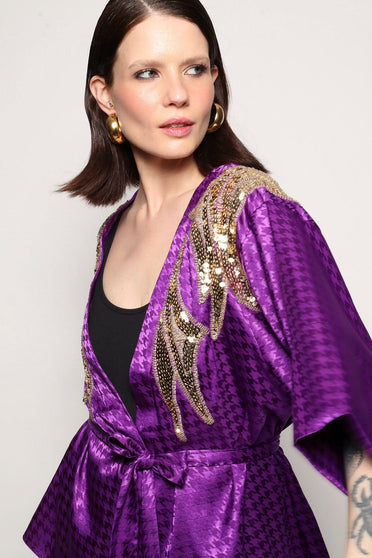 Kimono Bordado Isle - Roxo Kimono Joulik 