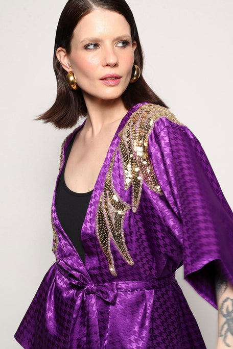 Kimono Bordado Isle - Roxo Kimono Joulik 