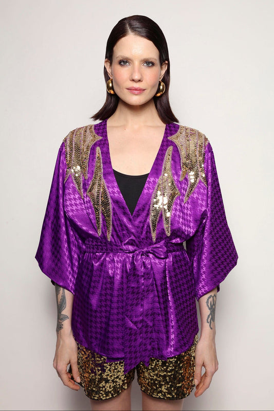 Kimono Bordado Isle - Roxo Kimono Joulik 