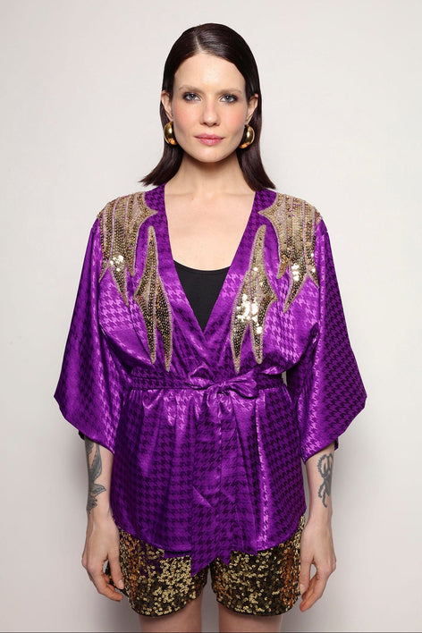 Kimono Bordado Isle - Roxo Kimono Joulik 