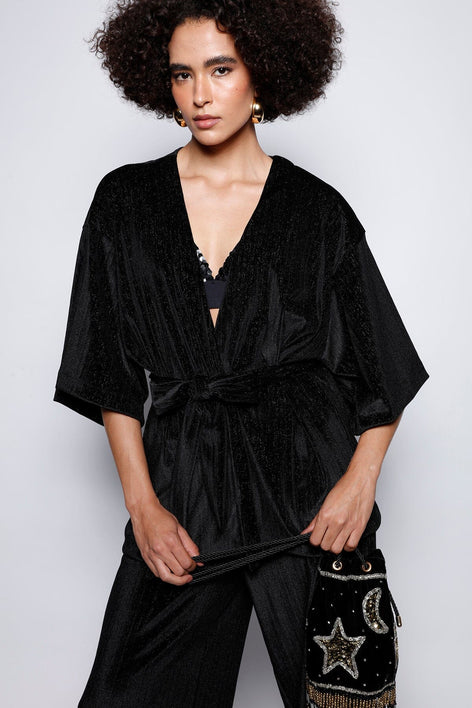 Kimono Veludo Velis Preto Kimono Joulik 