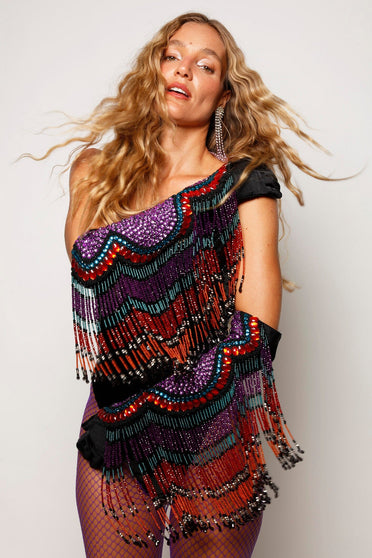 Luva Bordada Franjas Vega - Colorida Luva Joulik 