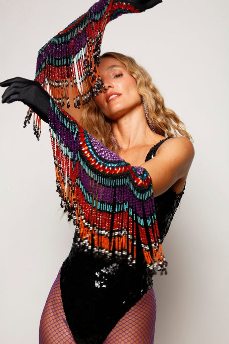 Luva Bordada Franjas Vega - Colorida Luva Joulik 