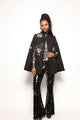 Poncho Bordado Fiore - Preto Jaqueta Joulik 