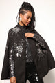 Poncho Bordado Fiore - Preto Jaqueta Joulik 