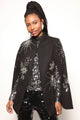 Poncho Bordado Fiore - Preto Jaqueta Joulik 