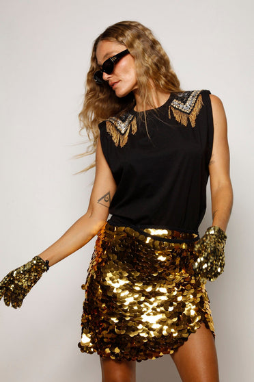 Regata Bordada Louise - Preto Regata Joulik 