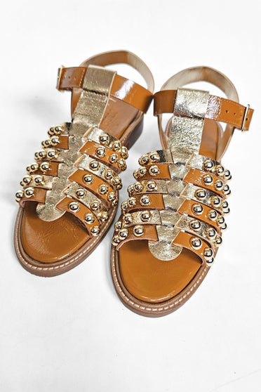 Sandália Spot - Caramelo e Dourado Calçados Joulik 