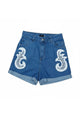 Shorts Jeans Bordado Arabesco - Azul Shorts Joulik 