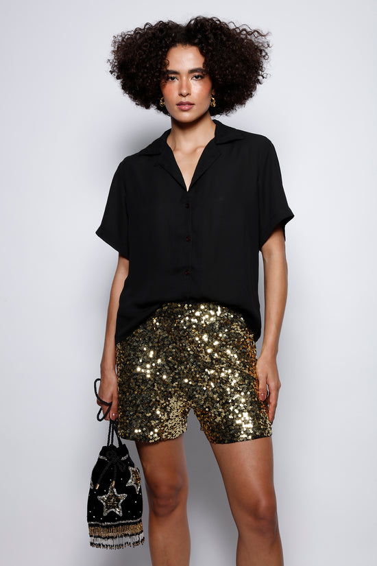Shorts Bordado Luna Dourado