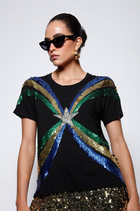T-shirt Bordada BR Preto T-Shirt Joulik 