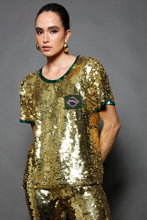 T-shirt Bordada Brasil Ouro T-Shirt Joulik 