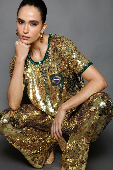 T-shirt Bordada Brasil Ouro T-Shirt Joulik 