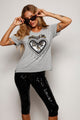 T-shirt Bordada Cora - Mescla T-Shirt Joulik 