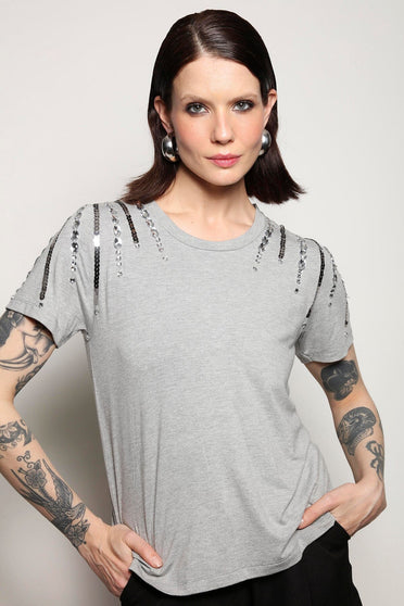 T-shirt Bordada Spot - Prata T-Shirt Joulik 