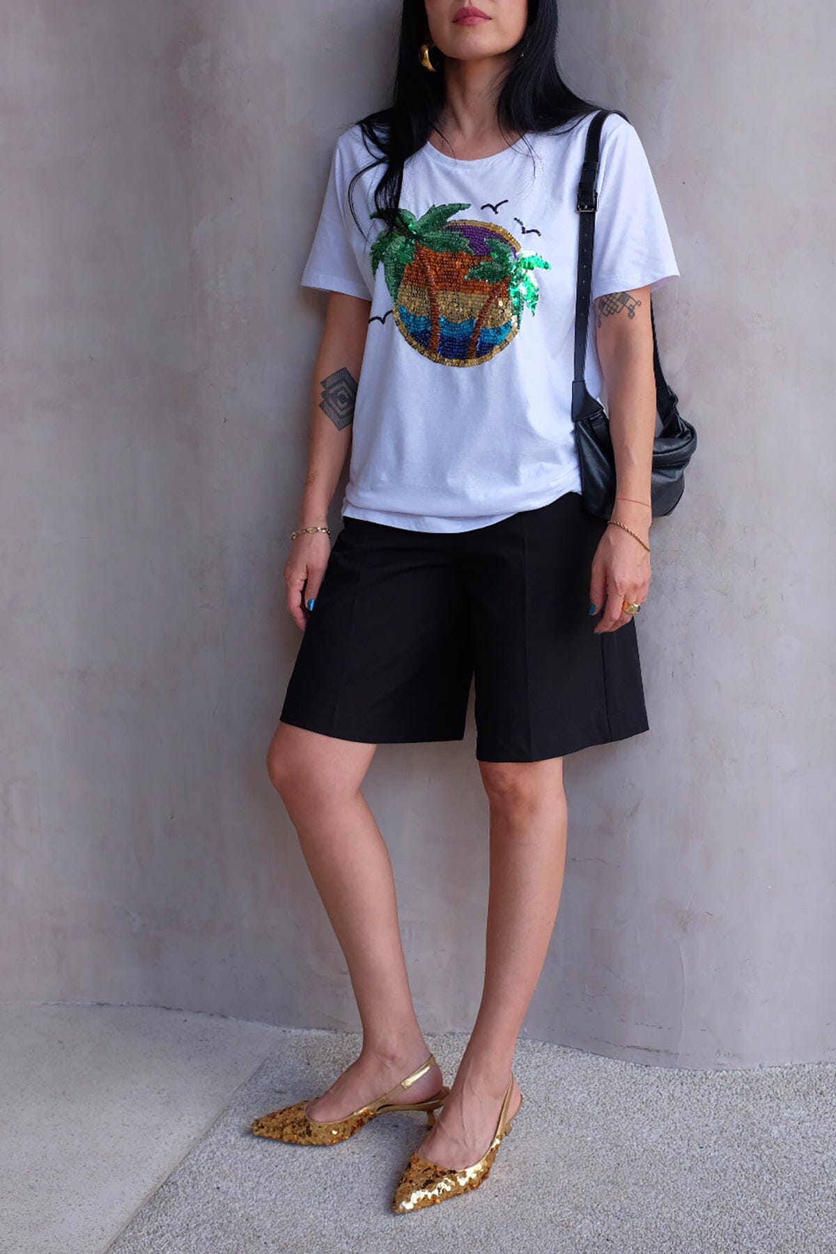 T-shirt Unissex Bordada Coqueiros Branca T-Shirt Joulik 