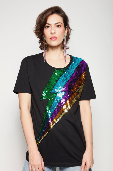 T-shirt Unissex Bordada Raio - Preto T-Shirt Joulik 